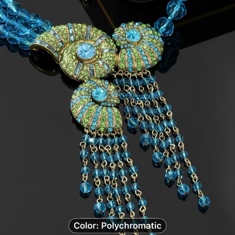 Elegant Blue and Green Statement Necklace - Picture 5 of 5
